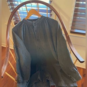 Ichi Antiquities linen shirt, charcoal, thick structured linen, new without tags